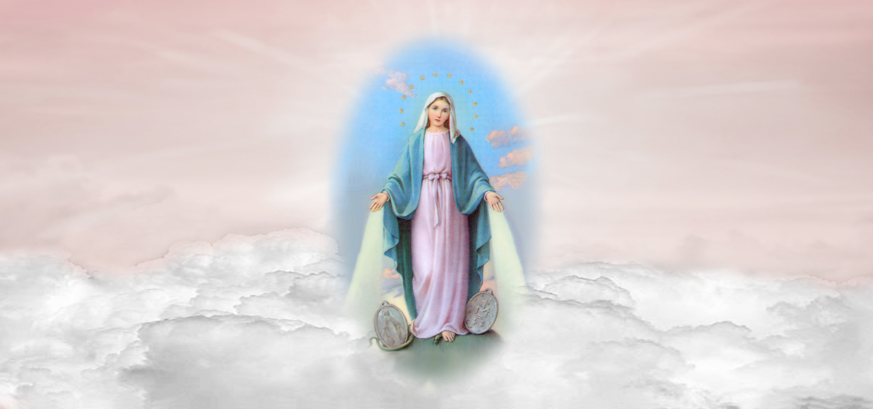P 112 PK Lady of the Miraculous Medal A Clouds Pink